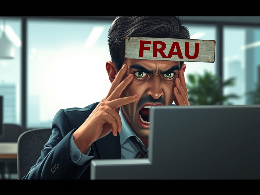 A worried man checking his phone after being a victim of online fraud